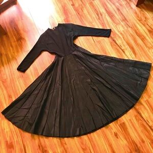 Vintage 1950s 50s Jonathan Logan Black Jersey Taffeta Full Circle Skirt Dress XS